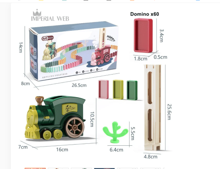 Electric Domino Train Toy with Automatic Block Dispenser (One Set)